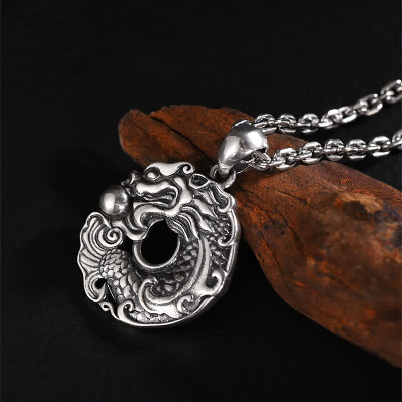 Stone of buddha Koi Fish Dragon Peace Buckle Wealth Necklace Pendant