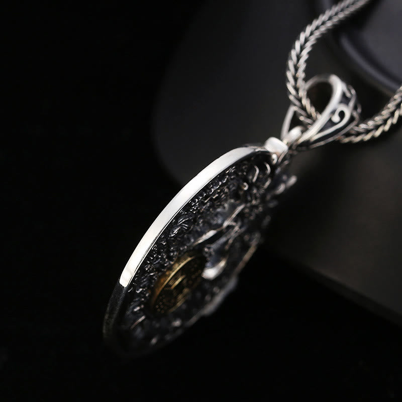 Stone of buddha Dragon Waves Yin Yang Bagua Luck Strength Necklace Pendant