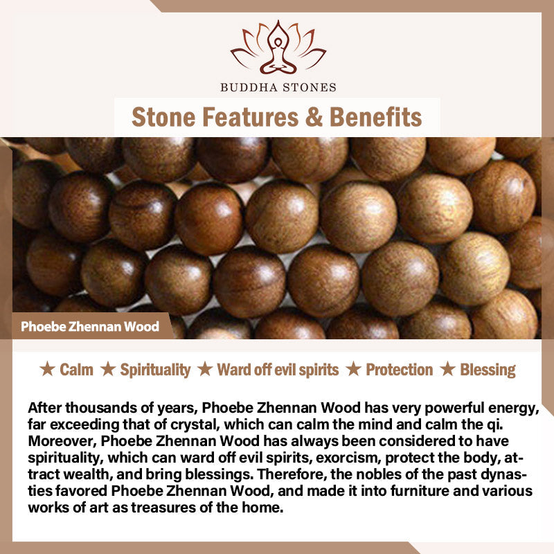 Stone of buddha Natural Phoebe Zhennan Wood Om Mani Padme Hum God Of Wealth Crystal Protection Bracelet