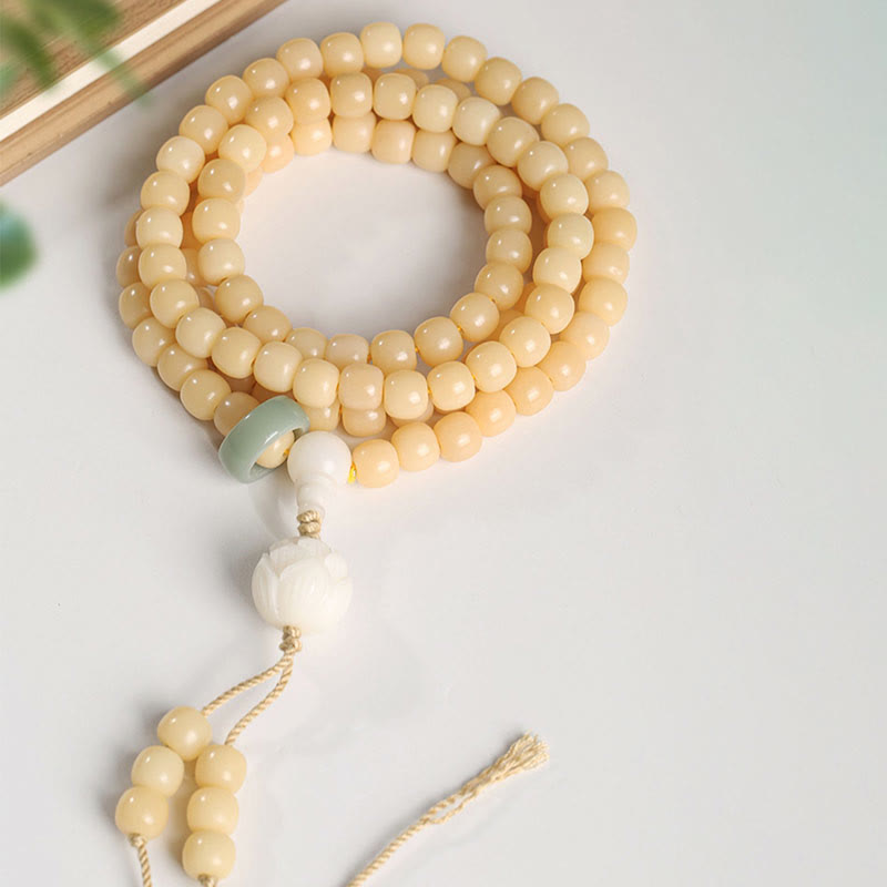 Stone of buddha Natural Bodhi Seed Lotus Dzi Bead Peace Harmony Charm Bracelet