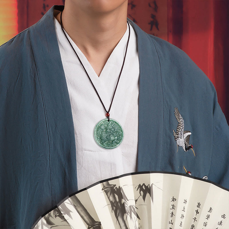 Stone of buddha Natural Jade Kirin Abundance String Necklace Pendant