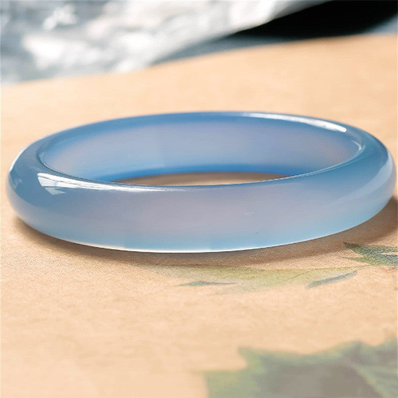 Stone of buddha Blue Chalcedony Emotional Balance Bracelet Bangle