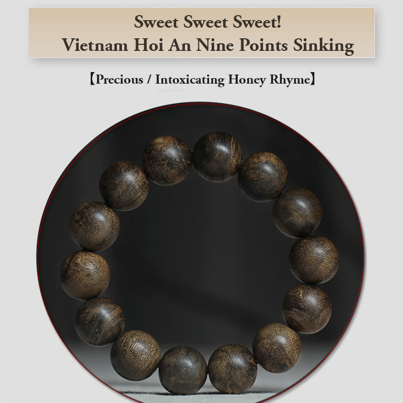 Stone of buddha Nine Points Sinking Water Vietnam Hoi An Agarwood Peace Strength Bracelet