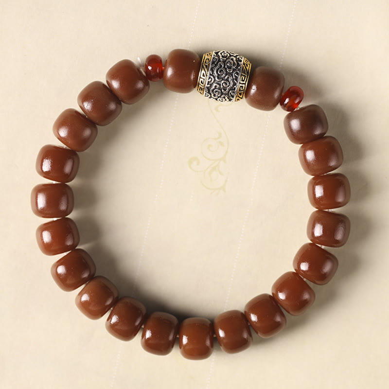 Stone of buddha Bodhi Seed Auspicious Cloud Fu Character Bead Peace Bracelet