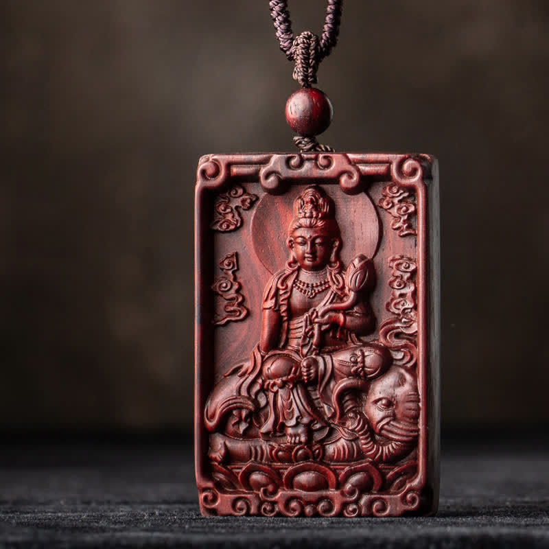 Stone of buddha Chinese Zodiac Natal Buddha Small Leaf Red Sandalwood Protection Necklace Pendant