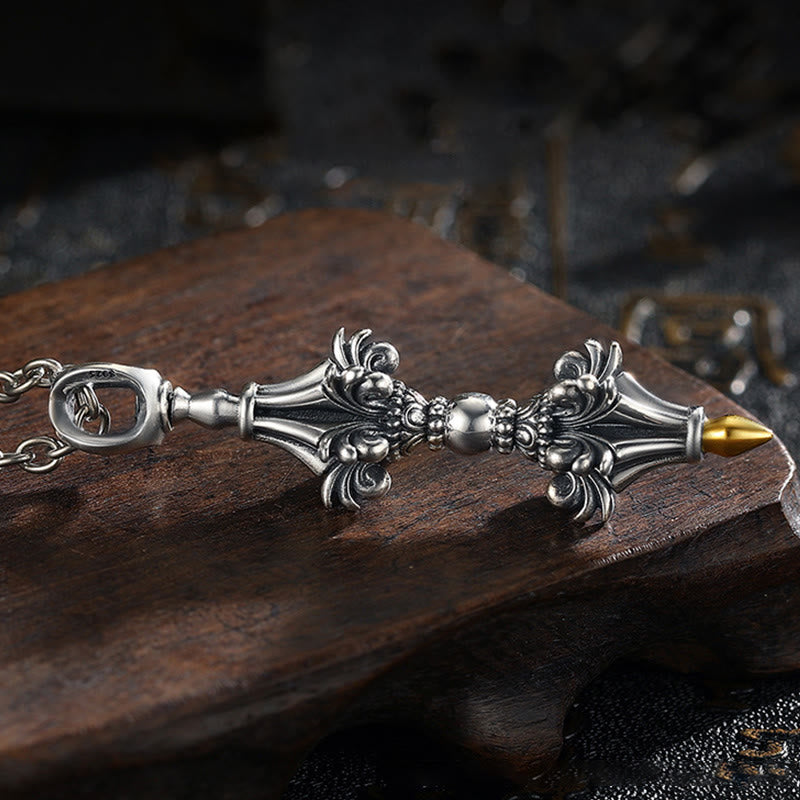 Stone of buddha 925 Sterling Silver Dorje Vajra Enlightenment Strength Necklace Chain Pendant