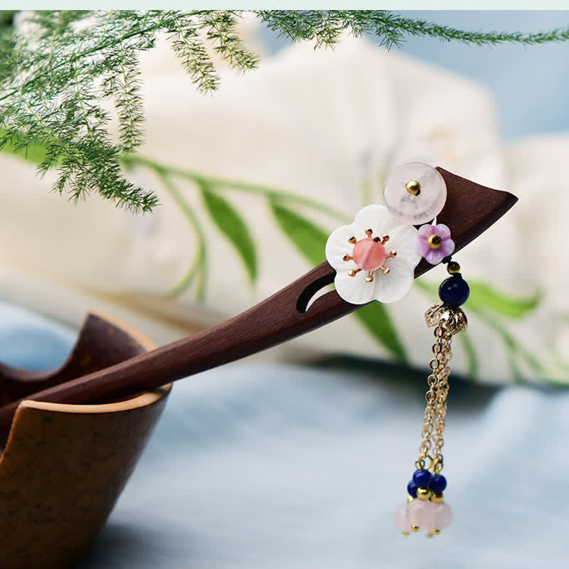 Stone of buddha Red Sandalwood Pink Crystal Charm Healing Hairpin Decorations