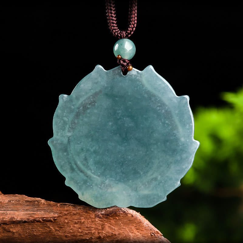 Stone of buddha Natural Jade Laughing Buddha Lotus Pattern Luck Necklace Pendant