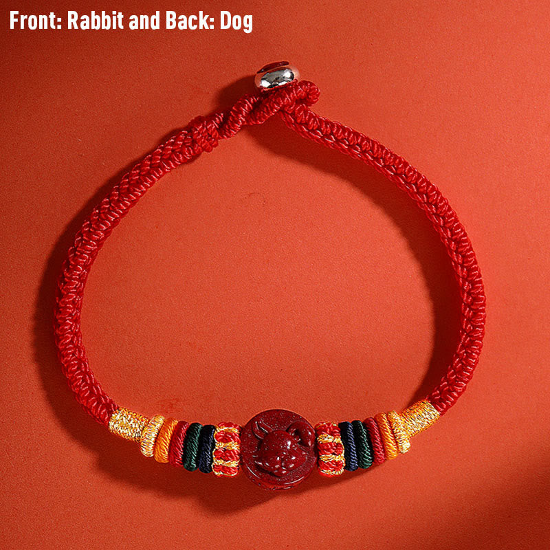 Stone of buddha Year of the Dragon 925 Sterling Silver Chinese Zodiac Cinnabar Auspicious Matches Blessing Bracelet