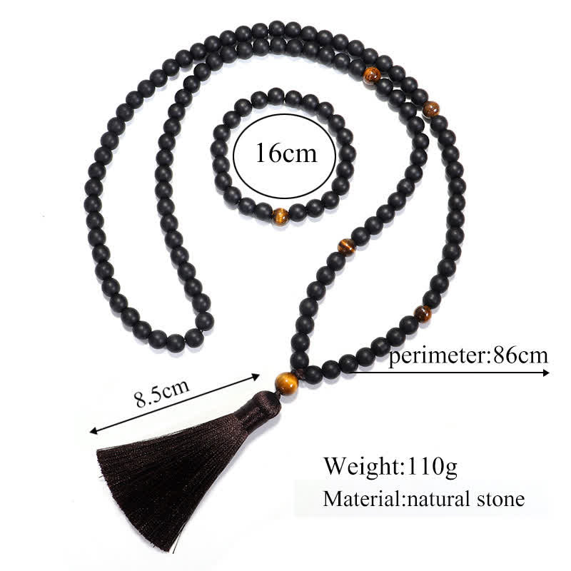 Stone of buddha 108 Mala Beads Frosted Stone Tiger Eye Balance Bracelet Necklace Pendant
