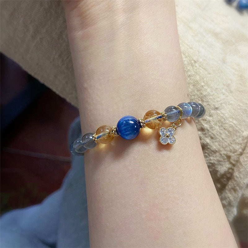 Stone of buddha Natural Moonstone Flower Chram Healing Beads Bracelet