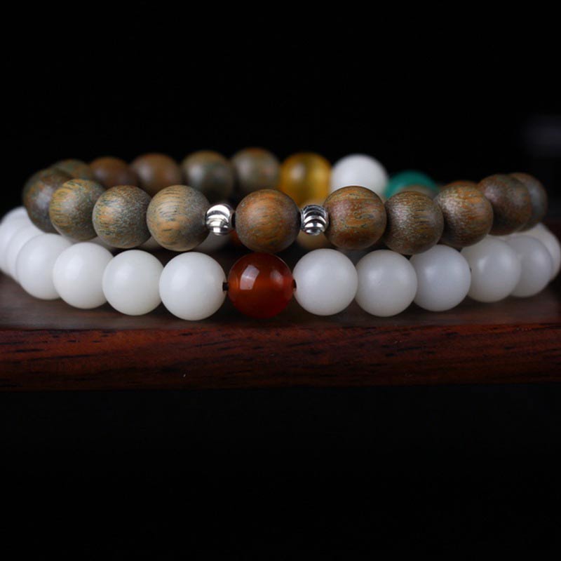 Stone of buddha Green Sandalwood Bodhi Seed Wake Up Luck Bracelet