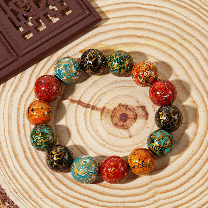 Stone of buddha Natural Multicolored Lacquer Beads Calm Bracelet