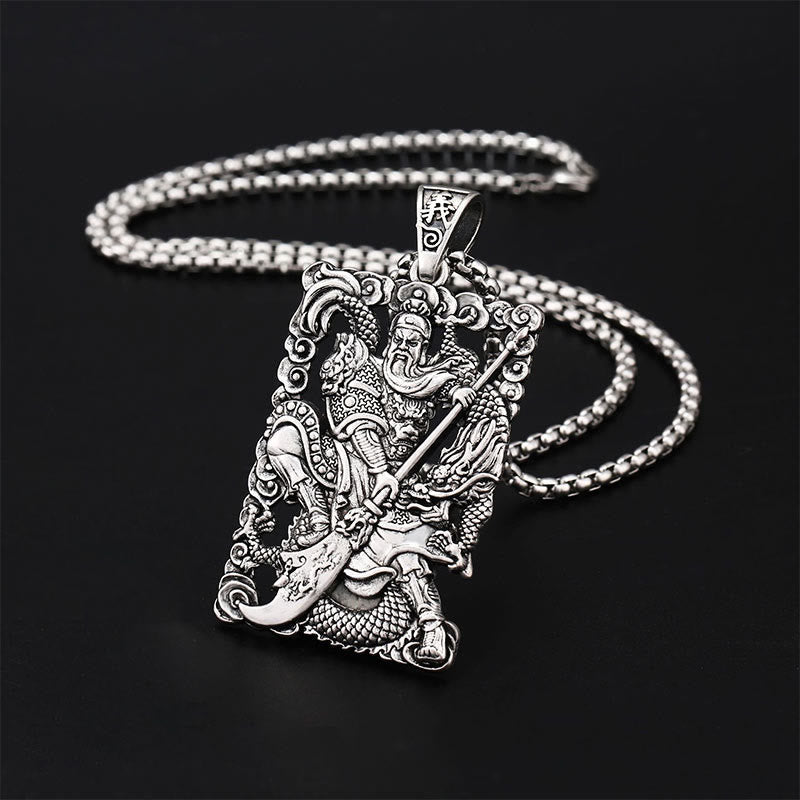 Stone of buddha Guan Gong Dragon Auspicious Clouds Wealth Necklace Pendant