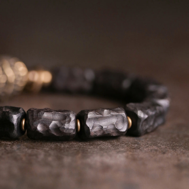 Stone of buddha Ebony Wood Copper Balance Protection Couple Bracelet