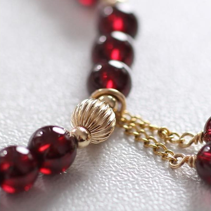 Stone of buddha 14K Gold Natural Garnet Calm Bracelet
