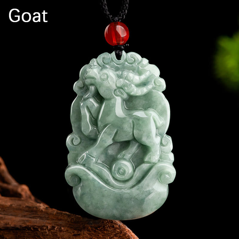 Stone of buddha Natural Green Jade 12 Chinese Zodiac Luck Prosperity Necklace Pendant