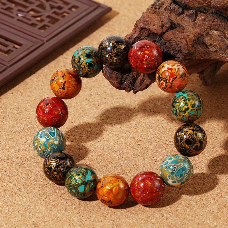 Stone of buddha Natural Multicolored Lacquer Beads Calm Bracelet