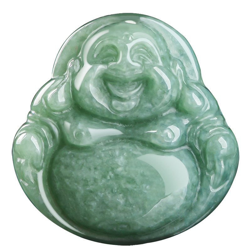 Stone of buddha Laughing Buddha Cyan Jade Success Necklace String Pendant
