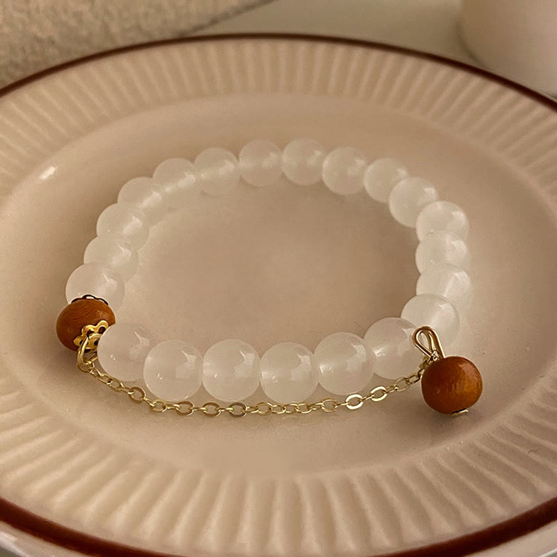 Stone of buddha Sandalwood Cat's Eye Fu Character Charm Protection Bracelet