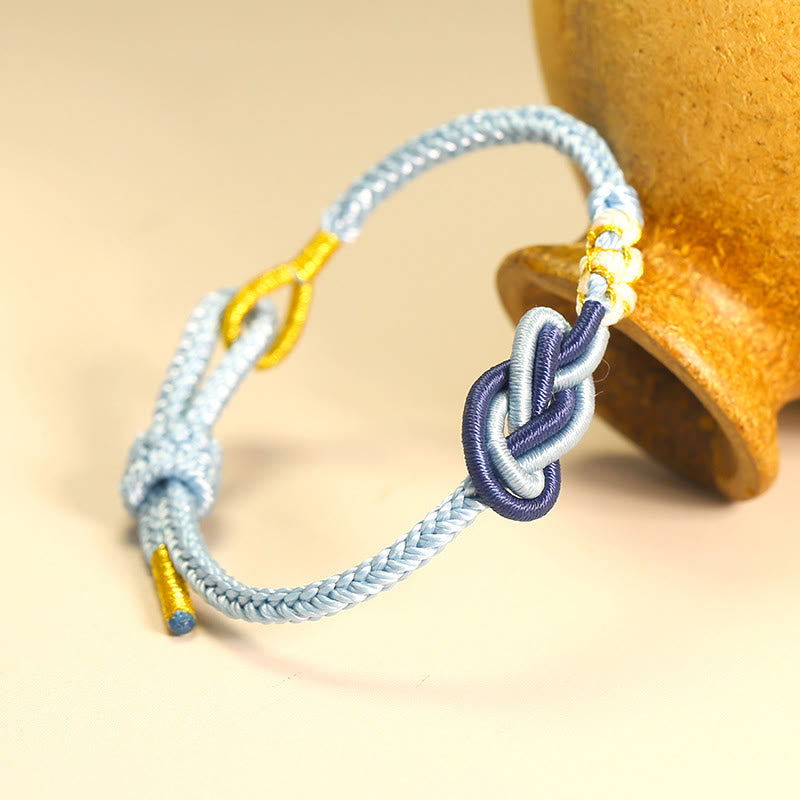 Stone of buddha Handcrafted Eight Thread Peace Knot Peach Blossom Knot Luck Connection Bracelet