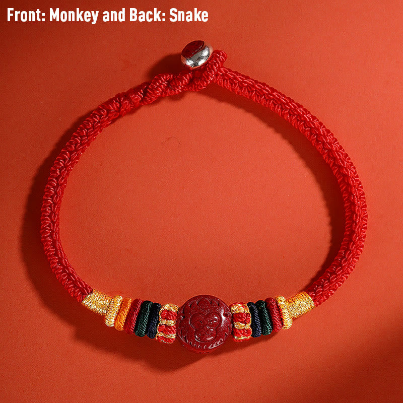 Stone of buddha Year of the Dragon 925 Sterling Silver Chinese Zodiac Cinnabar Auspicious Matches Blessing Bracelet