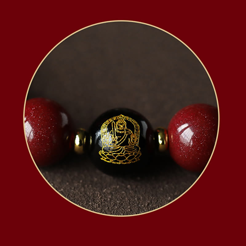 Stone of buddha 925 Sterling Silver Chinese Zodiac Natal Buddha Cinnabar Om Mani Padme Hum Calm Bracelet