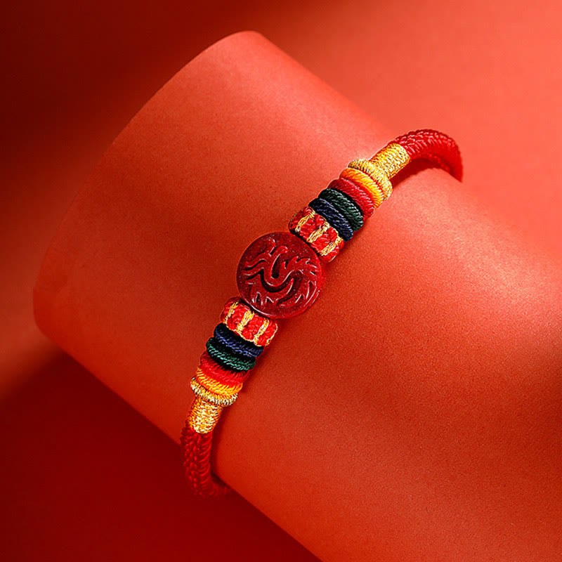 Stone of buddha Year of the Dragon 925 Sterling Silver Chinese Zodiac Cinnabar Auspicious Matches Blessing Bracelet