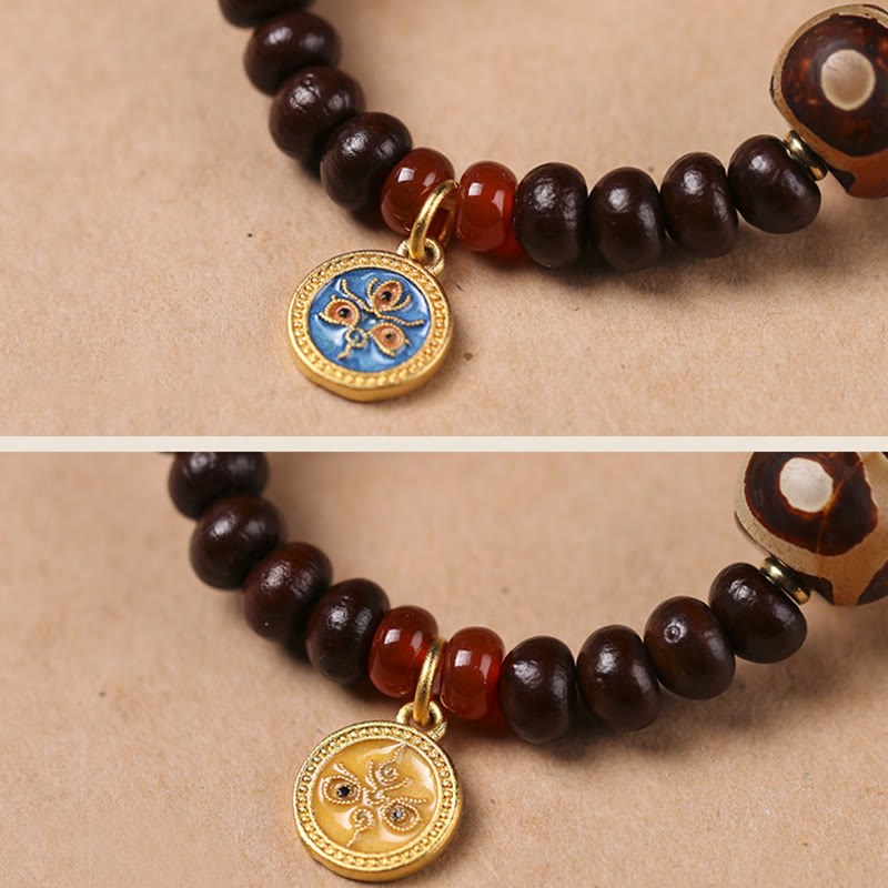 Stone of buddha Natural Tibet Purple Bodhi Seed Dzi Bead God of Wealth Wisdom Bracelet