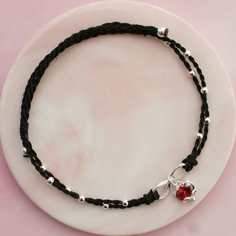 Stone of buddha Love Heart Infinity Symbol Braided String Anklet
