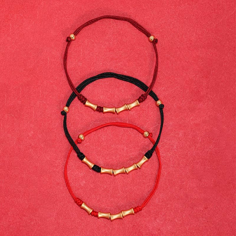 Stone of buddha 925 Sterling Silver Bamboo Design Protection Luck Braided Bracelet