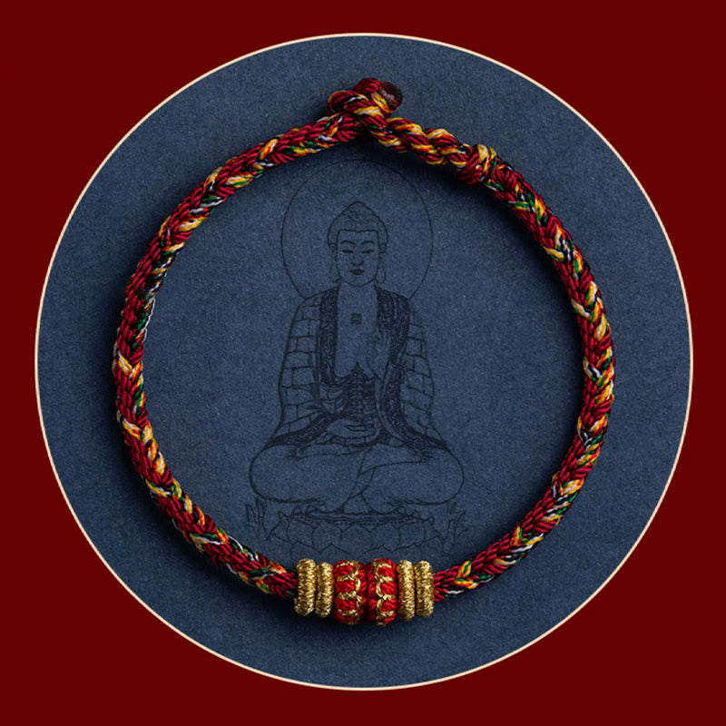 Stone of buddha Tibet Handmade Chinese Zodiac Natal Buddha Luck Strength Braided String Bracelet