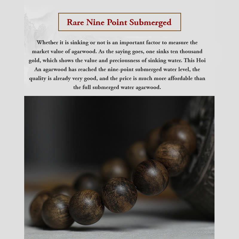 Stone of buddha Nine Points Sinking Water Vietnam Hoi An Agarwood Peace Strength Bracelet