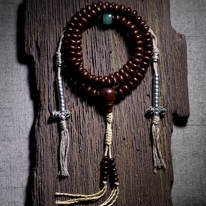 Stone of buddha Natural Tibet 108 Mala Beads Purple Bodhi Seed Three-eyed Dzi Bead Copper Dorje Harmony Bracelet