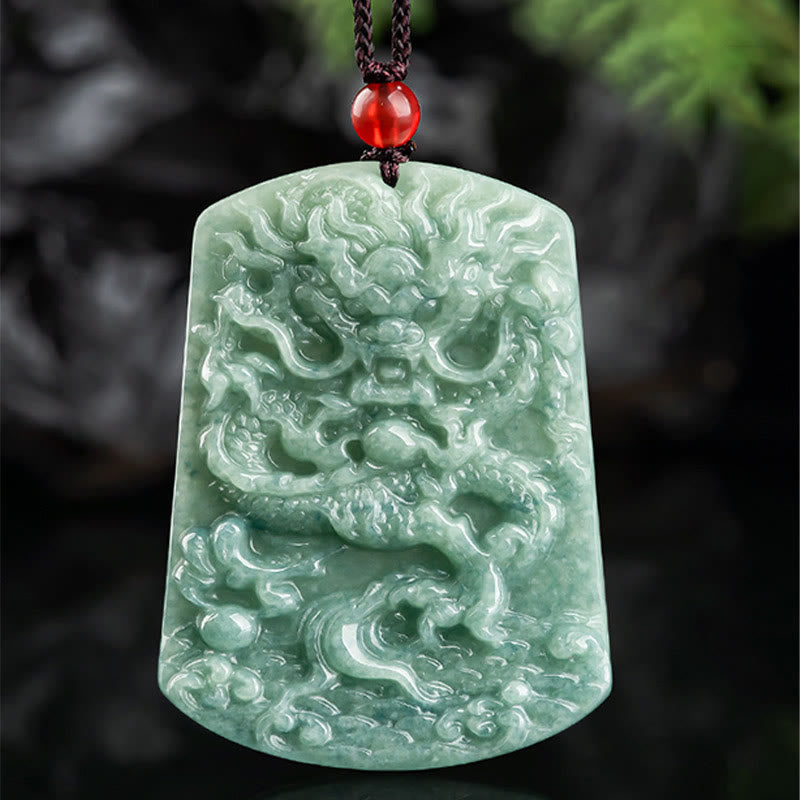 Stone of buddha Natural Jade Chinese Zodiac Dragon Sea Luck String Necklace Pendant