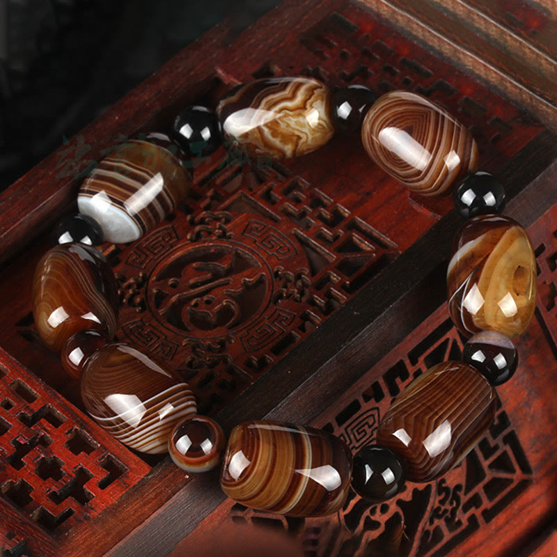 Stone of buddha Natural Sardonyx Courage Happiness Bracelet