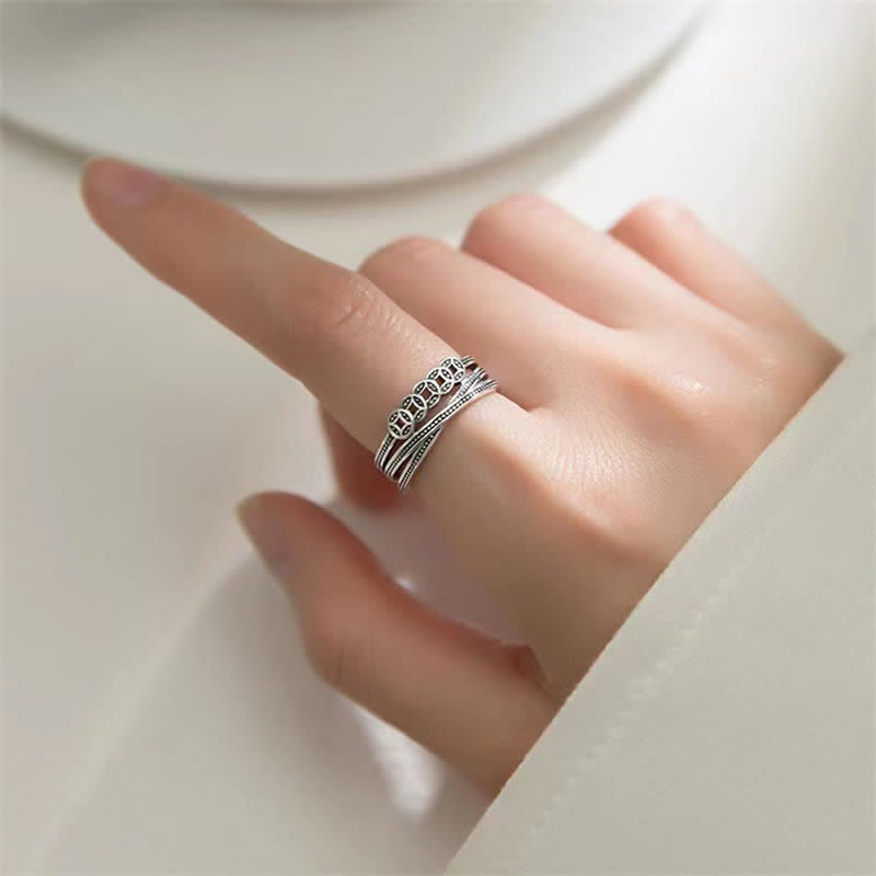 Stone of buddha Copper Coin Wealth Luck Ring