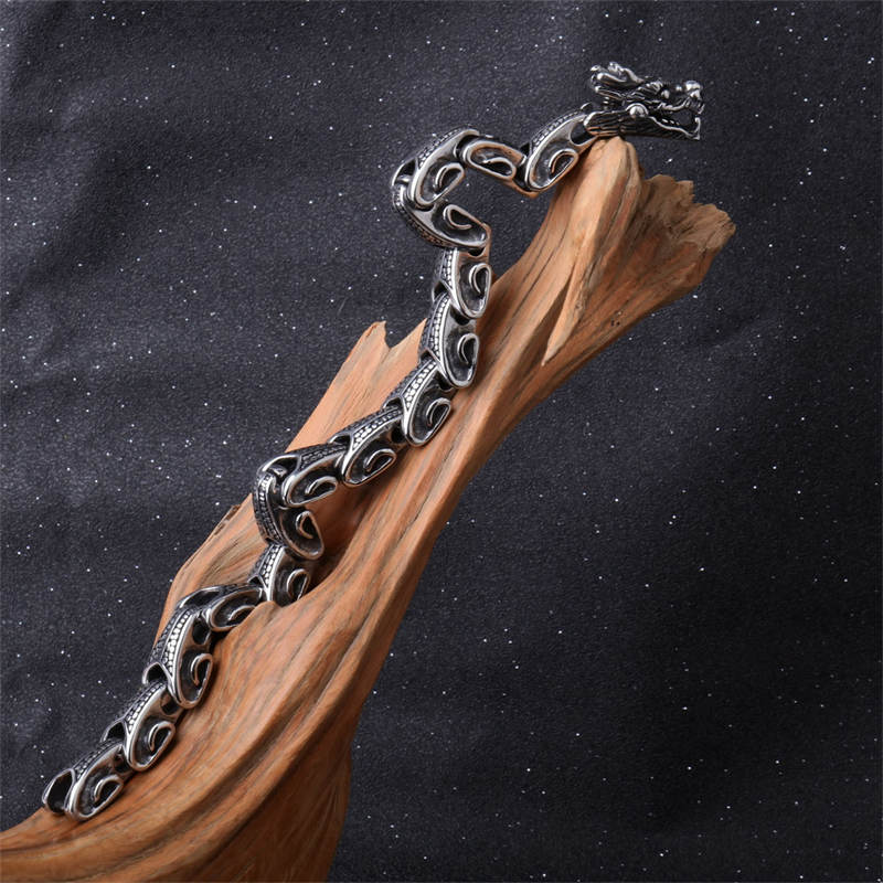 Stone of buddha Dragon Titanium Steel Luck Bracelet Bangle