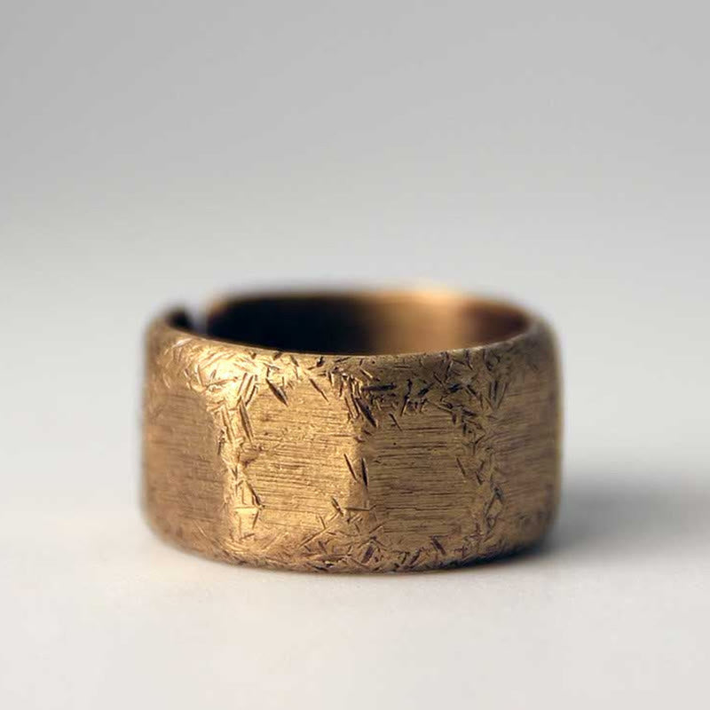 Stone of buddha Tibetan Simple Design Copper Brass Frosted Wealth Ring