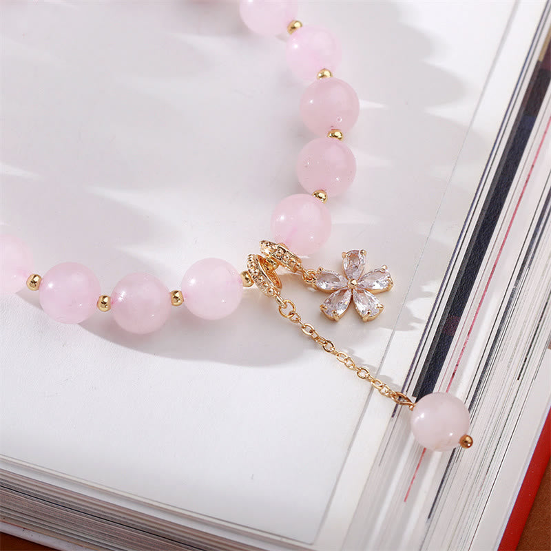 Stone of buddha Natural Pink Crystal Plum Blossom Love Bracelet