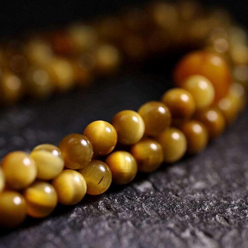 Stone of buddha 108 Mala Beads Natural Tiger Eye Copper Dorje Protection Tassel Bracelet