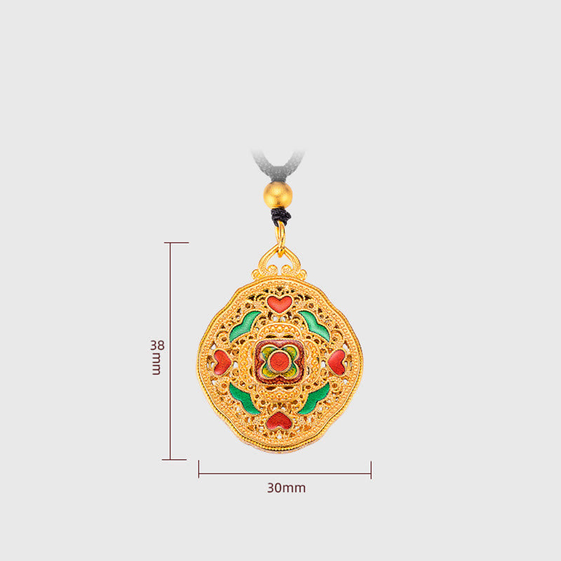 Stone of buddha Flower Love Heart Copper Wealth Necklace Pendant