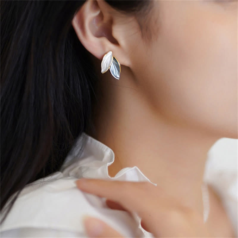 Stone of buddha Leaf Design Luck Stud Earrings