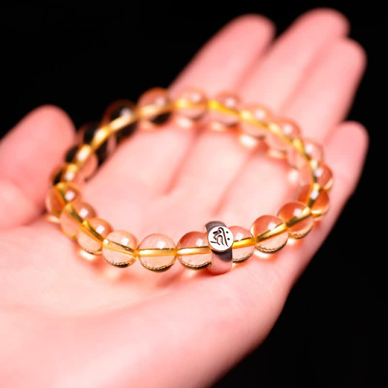 Stone of buddha 925 Sterling Silver Chinese Zodiac Natal Buddha Citrine Protection Bracelet