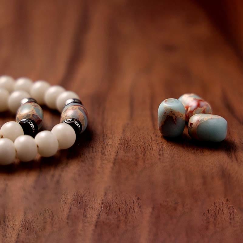 Stone of buddha Tibet 108 Mala Beads Bodhi Seed Bagua Vajra Dzi Bead Gray Agate Wealth Bracelet