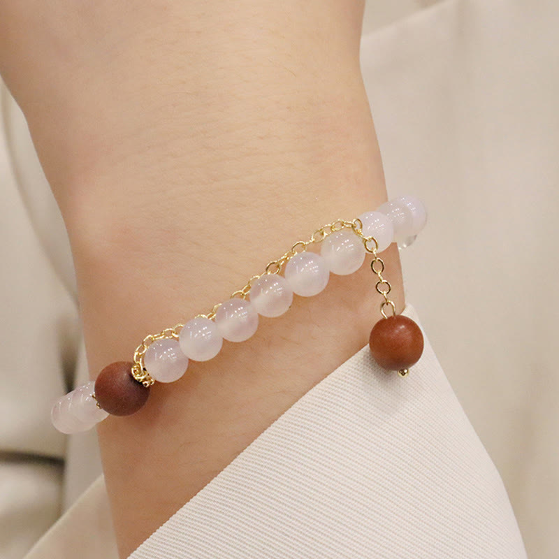 Stone of buddha Sandalwood Cat's Eye Fu Character Charm Protection Bracelet