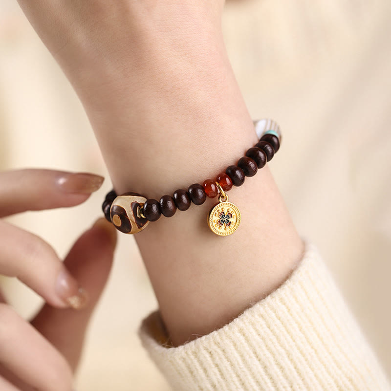 Stone of buddha Natural Tibet Purple Bodhi Seed Dzi Bead God of Wealth Wisdom Bracelet