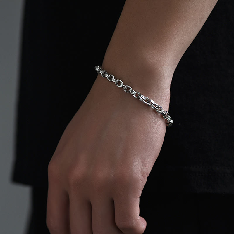 Stone of buddha 925 Sterling Silver Om Mani Padme Hum Carved Design Creativity Metal Bracelet