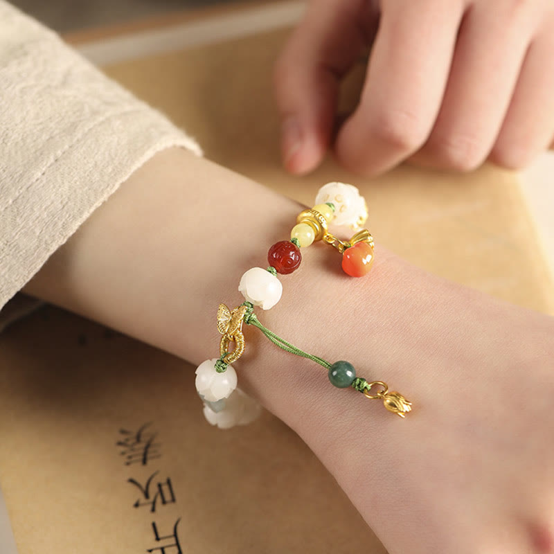 Stone of buddha Natural Bodhi Seed Lotus Pumpkin Bead Peace Harmony Bracelet