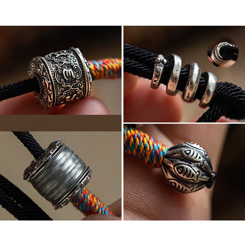 Stone of buddha Tibetan Om Mani Padme Hum Carved Amulet Double Wrap Bracelet